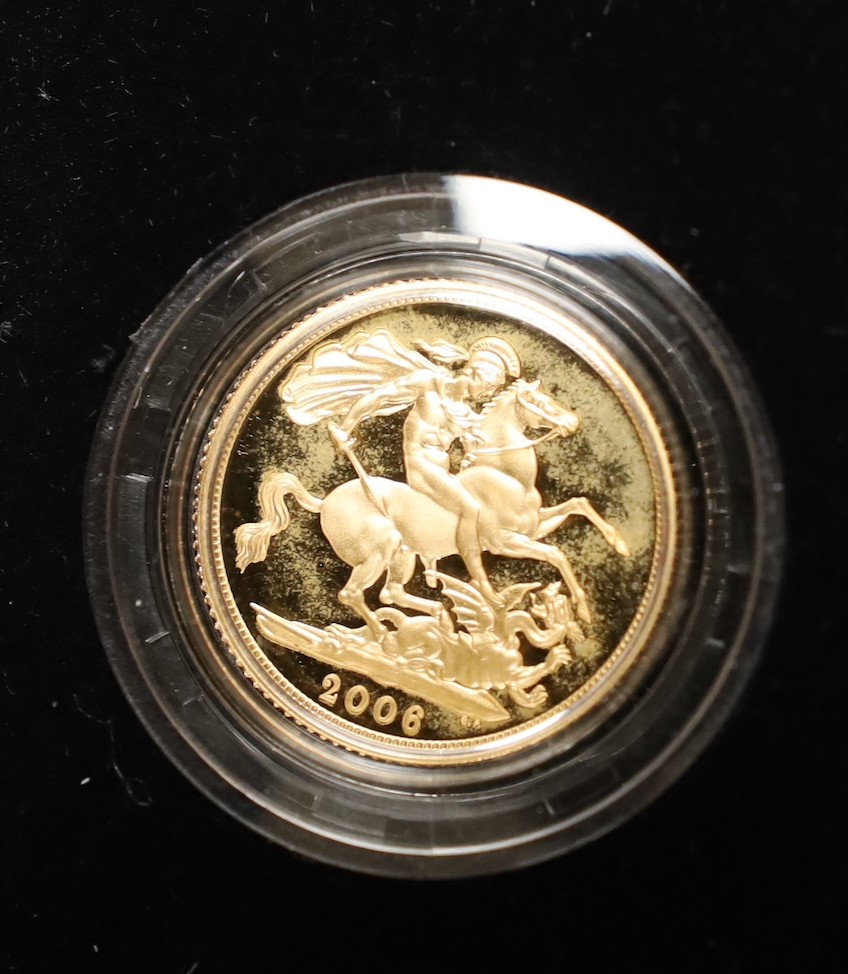 Royal Mint UK 2006 gold proof sovereign, cased with certificate